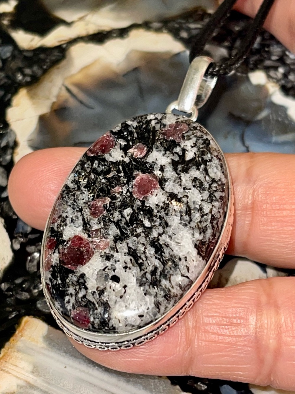 Jumbo Eudialyte Crystal Pendant 2 1/2”- “Stone of the Heartland”